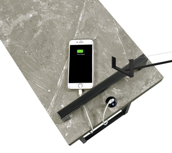  slide this table up to reach for refreshments or keep a handheld device close at hand. The sturdy ste