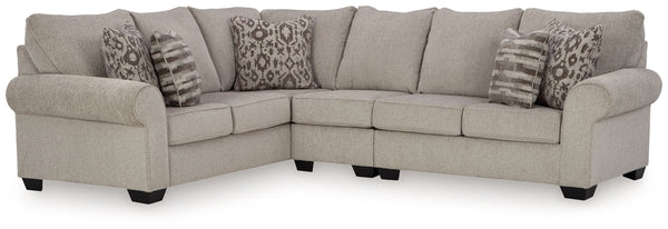 Whether your vision is traditional or cozy farmhouse, this sectional has the corner on style. Merging ultimate comfort with striking good looks, this chic seating includes coordinating accent pillows for that much more feel-good allure.<br/><br/><b>Produc