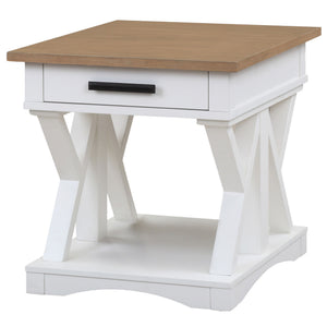 it features a contrasting wood-grain top in Weathered Natural. A lower open area is perfect for storage and displ