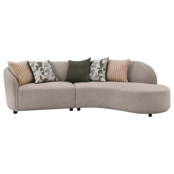  all complemented with foam cushioning. The sectional showcases a cur