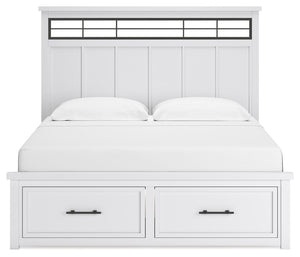 Ashbryn - White / Natural - King Panel Storage Bed