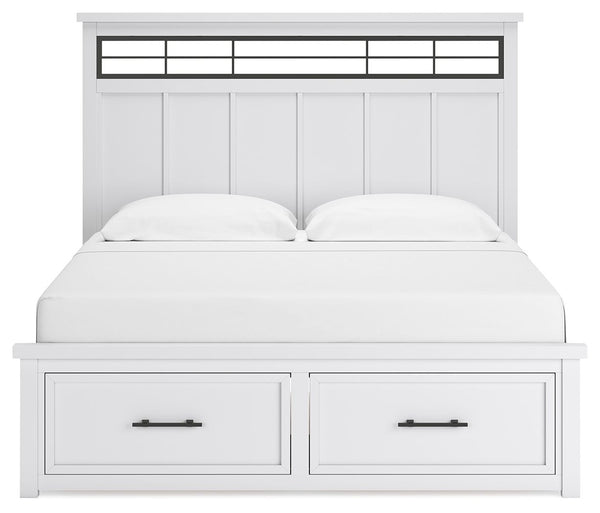 Ashbryn - White / Natural - King Panel Storage Bed