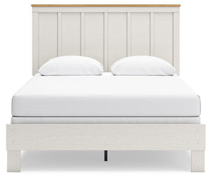 Linnocreek - White / Warm Brown - Queen Panel Bed