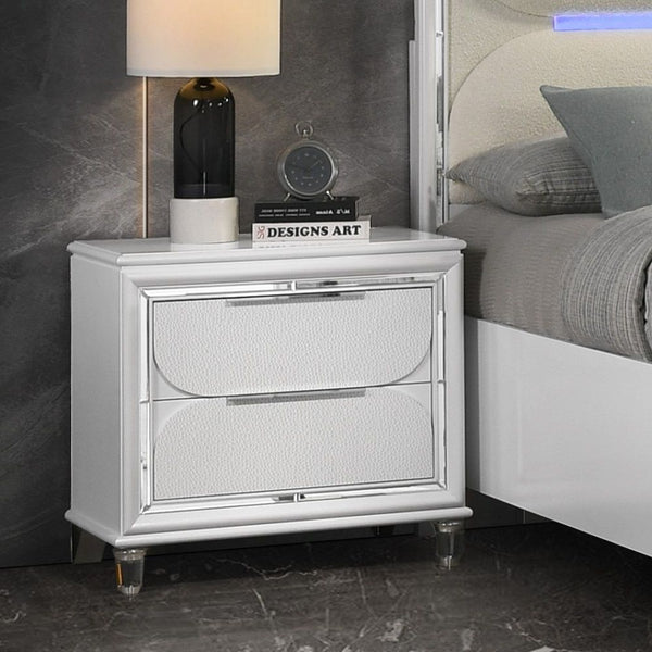 Modern & Elegant Design, Large Capacity Storage: 2 Storage Drawers Durable & Long-Lasting Structure: Solid Wood & Composite Wood, Texture Increased Design: Acrylic Crystal Legs & Embossed Drawer Front., Easy to Assemble: All Hardware & Instructions are In