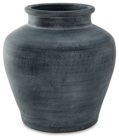 Understated in its beauty, this vase offers a traditional feel courtesy of its terra cotta construction. The antiqued look is brought into the present with a distressed blue hue. It-'s an effortless way to elevate a centerpiece, bookshelf or mantle. Add f