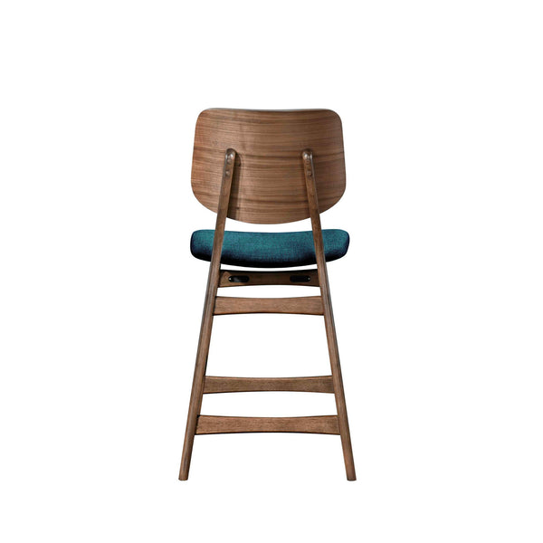 Oscar - Counter Chair With Cushion (Set of 2) - Walnut / Forest Green