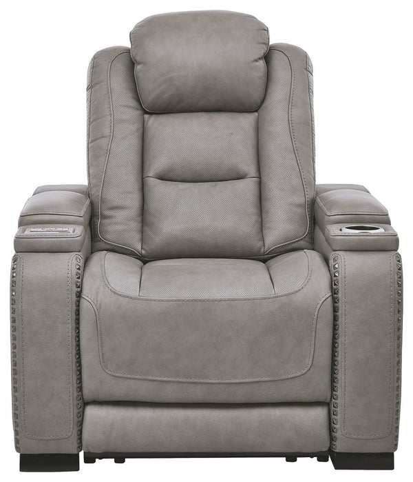 The Man-Den - Gray - PWR Recliner/Adj Headrest