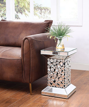 The Kachina End Table will add a contemporary touch to any room in your home. With its clean lines, this brilliant square occasional table showcases a distinctive style for an intriguing look. The table features a fully mirrored beveled frame with mirror 
