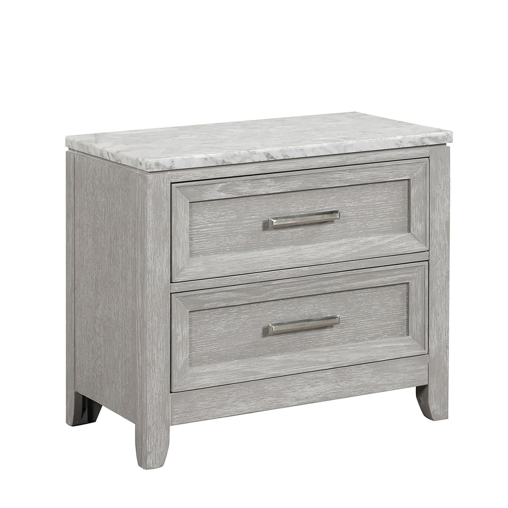 The Fiona Nightstand combines durability with timeless design. Crafted from Acacia Solids, Manufactured Woods, and Oak Veneer, it seamlessly blends the beauty of real wood with robust construction. The multi-step finishing process, including wire brushing