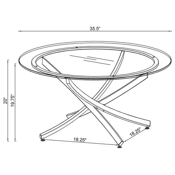 Brooke - Round Glass Top Coffee Table Metal Base - Brass
