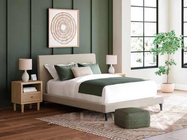 Cielden - Soft Gray - Queen Upholstered Bed with Roll Slats