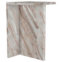 Add a touch of luxury to your home with this striking side table, crafted from 100% genuine marble. Its bold, sleek silhouette and natural stone pattern make it a standout piece in any living room or bedroom, effortlessly blending form and function. Desig
