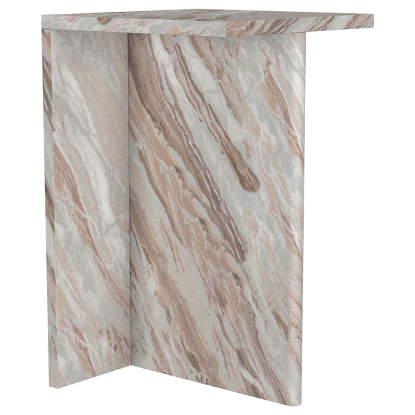 Add a touch of luxury to your home with this striking side table, crafted from 100% genuine marble. Its bold, sleek silhouette and natural stone pattern make it a standout piece in any living room or bedroom, effortlessly blending form and function. Desig