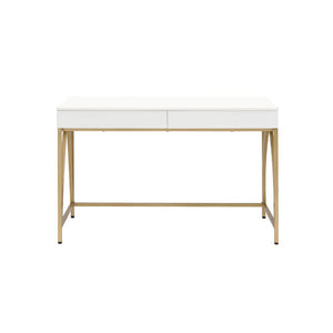  Rectangular Writing Desk () â€¢ Storage: 2 Drw â€¢ Wooden Top+Drw â€¢ Metal Straight-Square Leg (Back Open) â€¢â€¢ CONSTRUCTION] Wooden Top+Drw: High Gloss