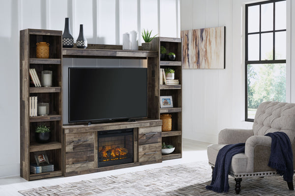 Derekson - Multi Gray - 4-Piece Entertainment Center With Electric Fireplace