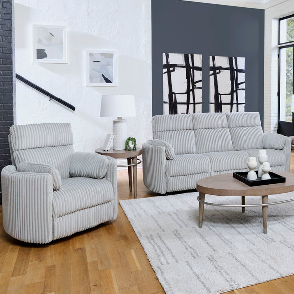 Perfect for relaxing at the end of a long day, this Power Sofa, Loveseat, and Glider-Recliner set features smooth power reclining for ultimate comfort.<br/><br/><b>Product Features</b><ul><li>Frame and wrapped in 100% polyester fabric</li><li>Curved arms<