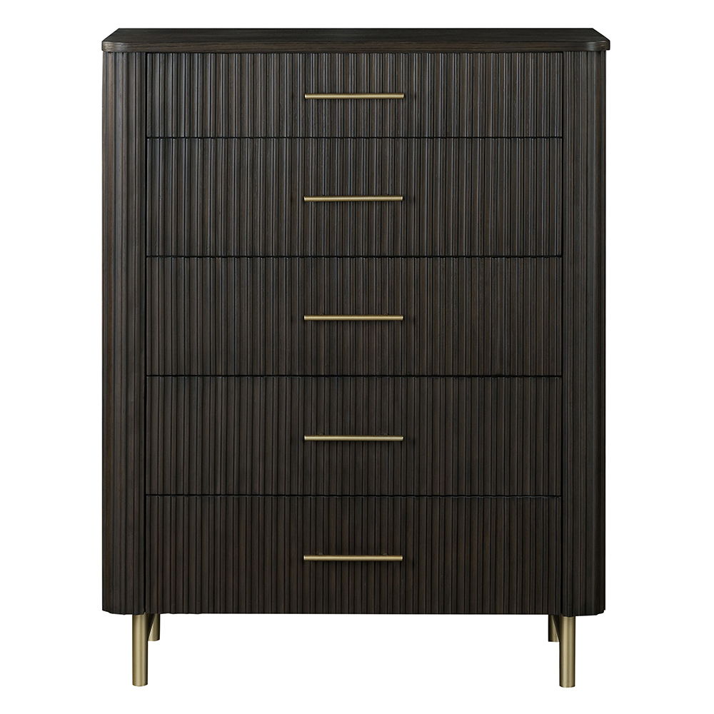Step into modern luxury with the Clayten bedroom collection. Featuring a sleek espresso finish, this set exudes sophistication and style. The bed-'s minimalist design is complemented by matching nightstands and dressers, each crafted for elegance and func