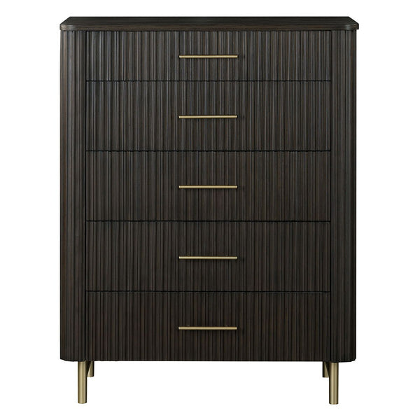  this set exudes sophistication and style. The bed-'s minimalist design is complemented by matching nightstands and dressers