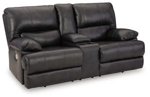 Striking form, meet contemporary function. This power reclining loveseat combines your ideal comfort features, like one-touch reclining and adjustable headrests, into one sophisticated package. With a design defined by the luxe look of black leather, this