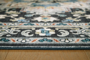 Leningston - Black / Cream / Blue - Washable Medium Rug