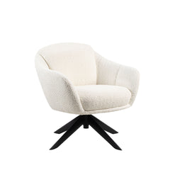 The Fleming Ivory Boucle Swivel Lounge Chair offers the perfect blend of comfort and functionality, making it an ideal choice for relaxed gatherings. With its gently curved silhouette and generous padding, this chair provides plush seating in an inviting 