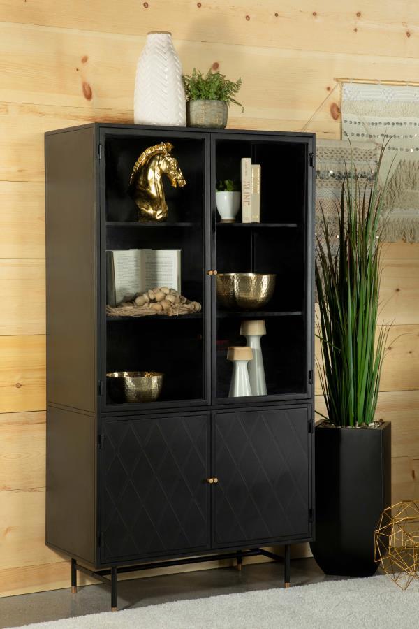  the cabinet offers a subtle contrast while exhibiting style and grace. With its tall desig