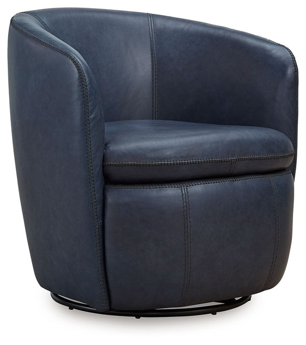 Experience the perfect blend of well-appointed comfort and stylish design with this swivel accent chair. Its supple leather and barrel back invite you to settle in and relax, while the sleek 360-degree swivel base keeps you engaged with conversations. Des