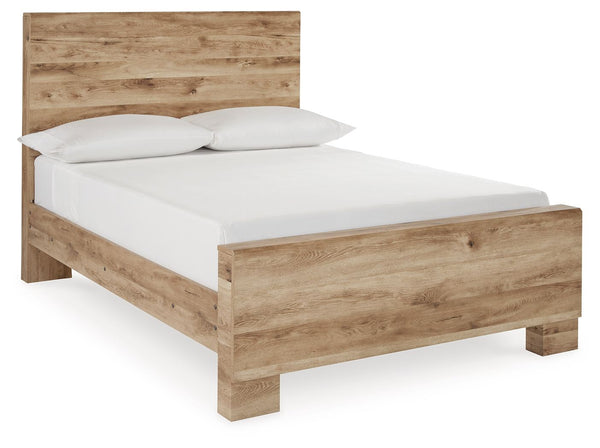 Inspired by natural beauty, refined to perfection. This full panel bed brings cozy outdoor vibes to your bedroom with its warm and inviting golden rustic finish. Simple and streamlined, the piece adds a subtle touch of authentic style to your space.<br/><