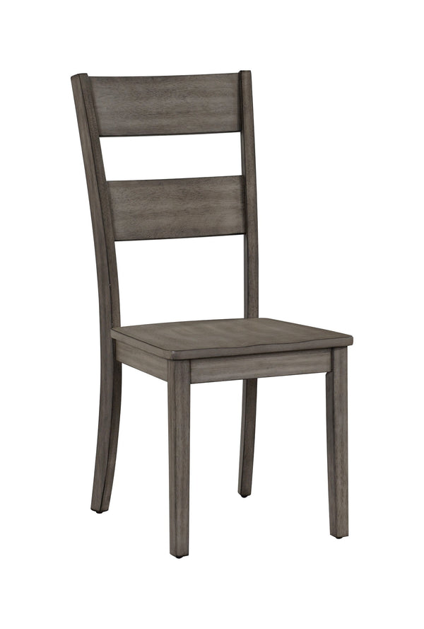 This dining group exudes contemporary elegance and rustic charm, making it a versatile addition to any dining space. The set features a robust rectangular table, finished in a sleek gray wash that highlights the natural wood grain, providing a warm and in