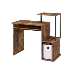 Begin your decor with your office at where you put in eight hours a day. Crafted from wood, the wooden desk in rusitc wood finish makes your workplace natural and down to earth. It features two open storage compartments with a desktop shelf ,while a under