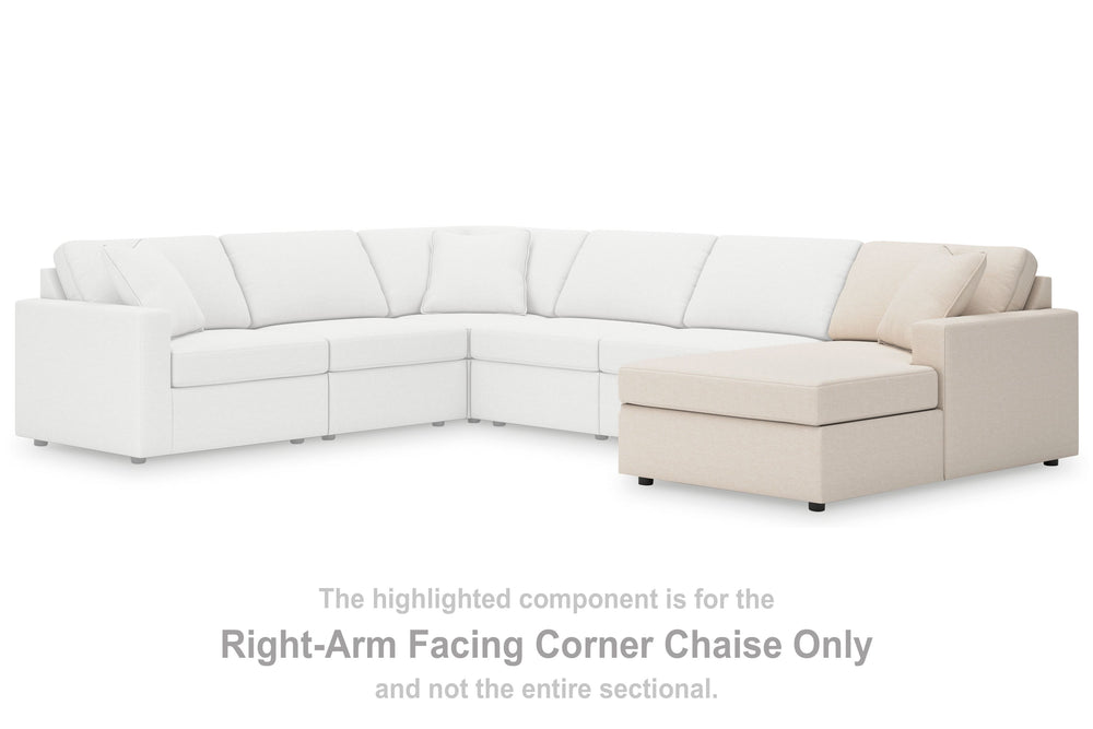 This right-arm facing corner chaise is made with Next-Gen Nuvellaâ„¢ (polyester) fade-resistant, washable fabric. Fully finished on all sides, it pairs with other items in the series to make a modular sectional.<br><br><b>Additional Dimensions</b><br><ul>
