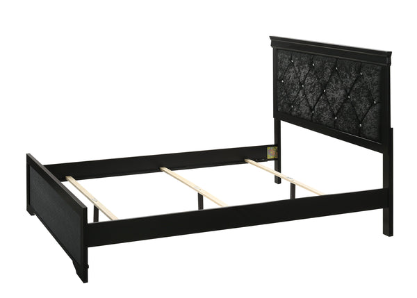 perfect for creating a serene and sophisticated sanctuary. The centerpiece is a sumptuous bed framed by a headboard with diamond-tufted detailing
