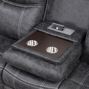Zubaida - Power Motion With Drop Down Table - Dark Gray Polish Microfiber