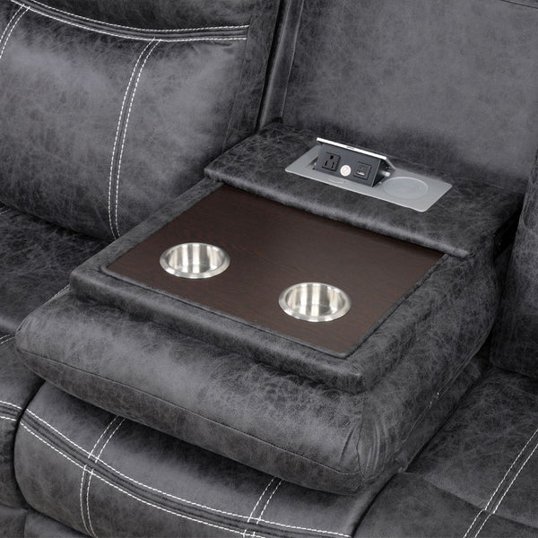 Zubaida - Power Motion With Drop Down Table - Dark Gray Polish Microfiber