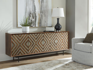  then youâ€™ll want to carve out some space for this accent cabinet. Fabulous push magnet doors wow with their carved diamond design