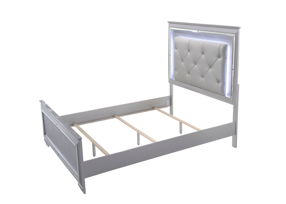 Lillian-Uph Queen Bed-Gray<h4><b>Lillian - Queen Footboard With Slats - Gray</b></h4> <table width="100%"><colgroup><col style="width: 30%"> <col style="width: 70%"> </colgroup> <tbody> <tr> <td>Dimensions</td> <td> 63.78"L x 88.10"D x 65.00"H</td> </tr> 
