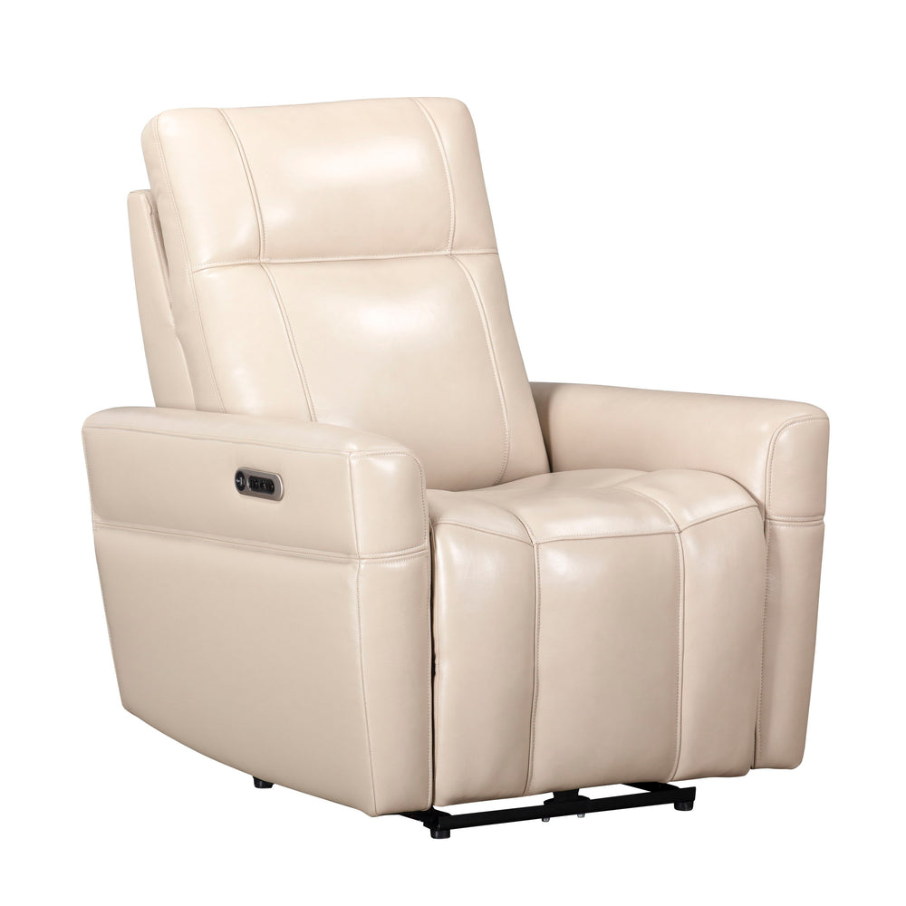 Discover Bradford, a comfortable zero-gravity power recliner with an adjustable headrest. Its stylish top-grain leather, double-piped seams on the arms, and single-piped seams on the footrest give this recliner an upscale look. With USB and USB-C ports on