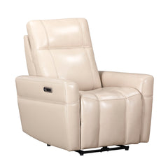 Discover Bradford, a comfortable zero-gravity power recliner with an adjustable headrest. Its stylish top-grain leather, double-piped seams on the arms, and single-piped seams on the footrest give this recliner an upscale look. With USB and USB-C ports on