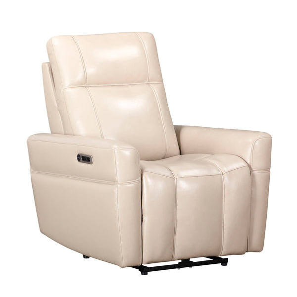 Discover Bradford, a comfortable zero-gravity power recliner with an adjustable headrest. Its stylish top-grain leather, double-piped seams on the arms, and single-piped seams on the footrest give this recliner an upscale look. With USB and USB-C ports on