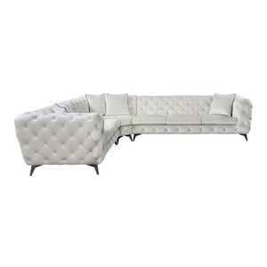  this modern sectional is wrapped in beige fabric u