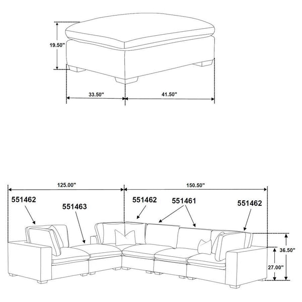 Lakeview - Rectangular Upholstered Ottoman - Ivory