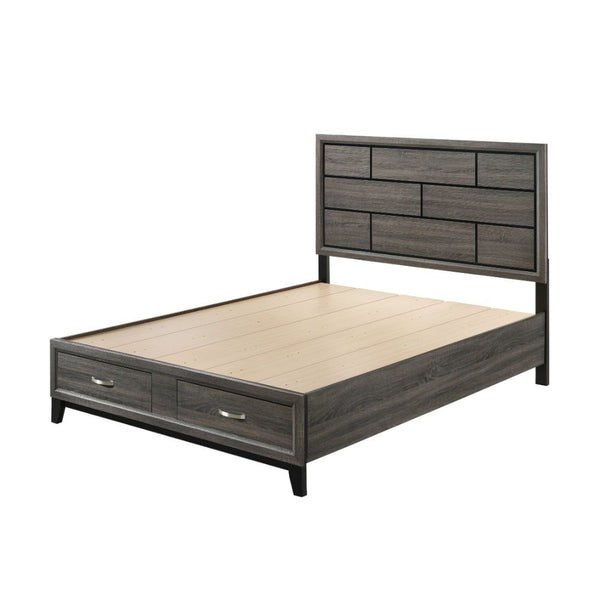 Valdemar - Queen Bed - Weathered Gray - 55"