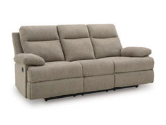 Fully upright or completely stretched out, this traditional-inspired reclining sofa caters to the art of relaxation. Super soft mocha-colored upholstery and sumptuous cushioningâ€”made all the more indulgent with pillow top armsâ€”cradles you in comfort f