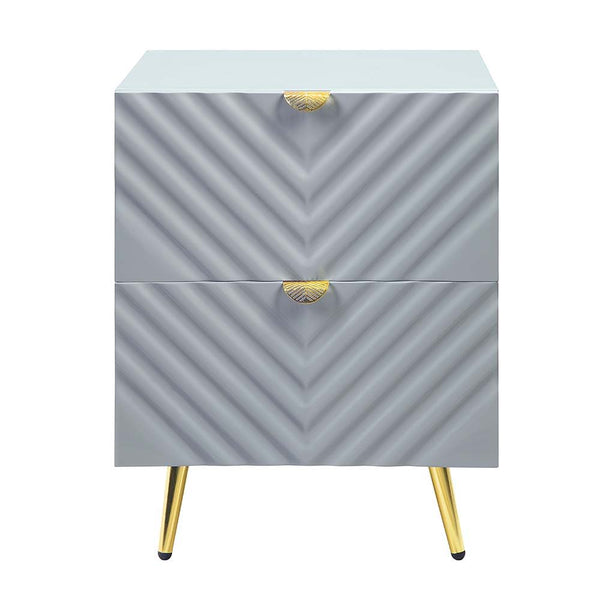 Gaines - Nightstand - Gray High Gloss Finish