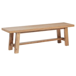 This 60-inch dining bench blends natural character with lasting durability. Crafted from solid mahogany, engineered wood, and ash veneer, it offers sturdy seating and subtle warmth. A versatile alternative to traditional chairs, it comfortably accommodate