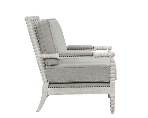 Saraid - Accent Chair - Gray Linen & Light Oak Finish