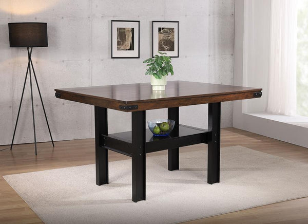  inviting dining space around this modern industrial counter height dining table. It-'s a fresh