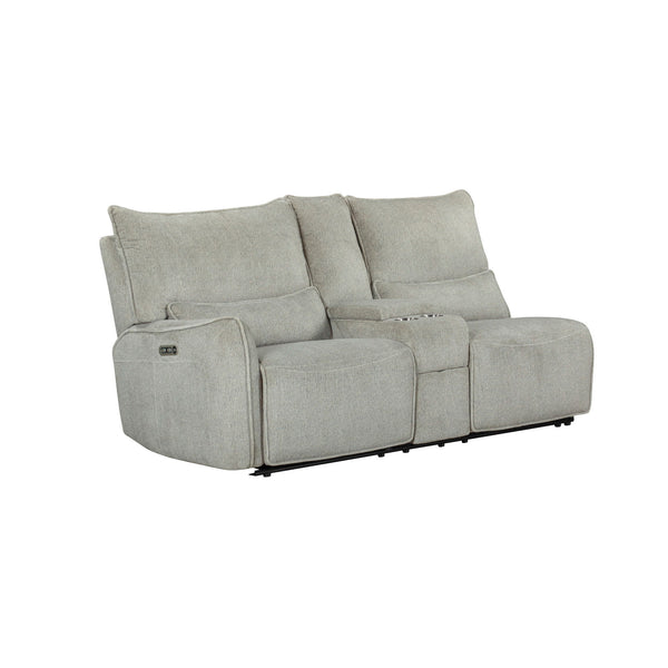 The Remsen 3-Piece Power Reclining Sectional in Latte Brown offers a perfect blend of luxurious comfort and modern convenience. Its soft, textured brown upholstery, accented with touches of gray and beige, is crafted from 100% easy-care polyester, providi