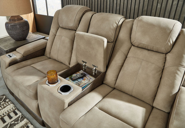 Next-Gen Durapella - Sand - Power Reclining Loveseat With Console/Adj Headrest