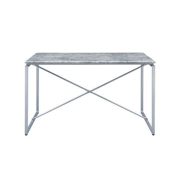  this industrial style table is both functional and stylish. Matching side chairs have comfortable PU padded seat
